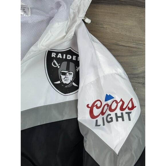 Coors Light NFL Raiders Windbreaker Jacket SZ Small Black/White/Grey - Picture 7 of 7